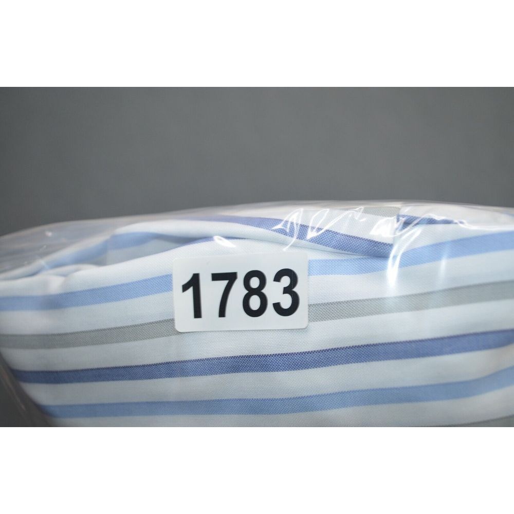 Kiton Men's Button-Down Dress Shirt in White with Blue and Yellow Stripes - Picture 11 of 11